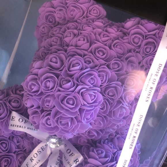 DOSE OF ROSES PURPLE ROSE TEDDY BEAR - Picture 8 of 8